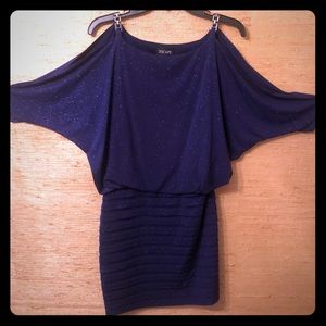 Xscape Split Sleeve Glitter Minidress 8